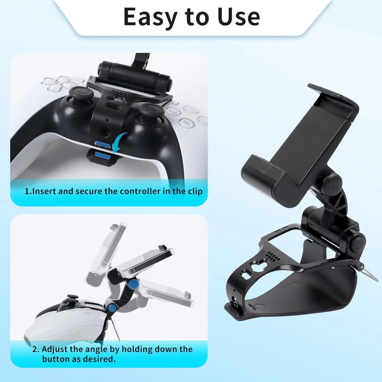 Adjustable Phone Clip for PS5 Controller – Mobile Gaming Mount for DualSense