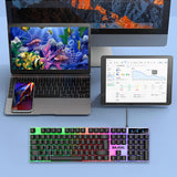 RGB Gaming Keyboard 98 Keys Mechanical Keyboard 1.5m Cable USB Wired Keyboard Seven Color Lights for Computer Laptop PC Gamer