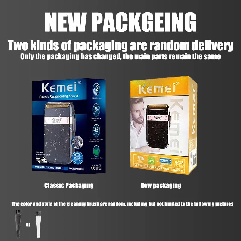 Kemei KM-2024 USB Electric Shaver – Twin Blade Beard Trimmer for Men