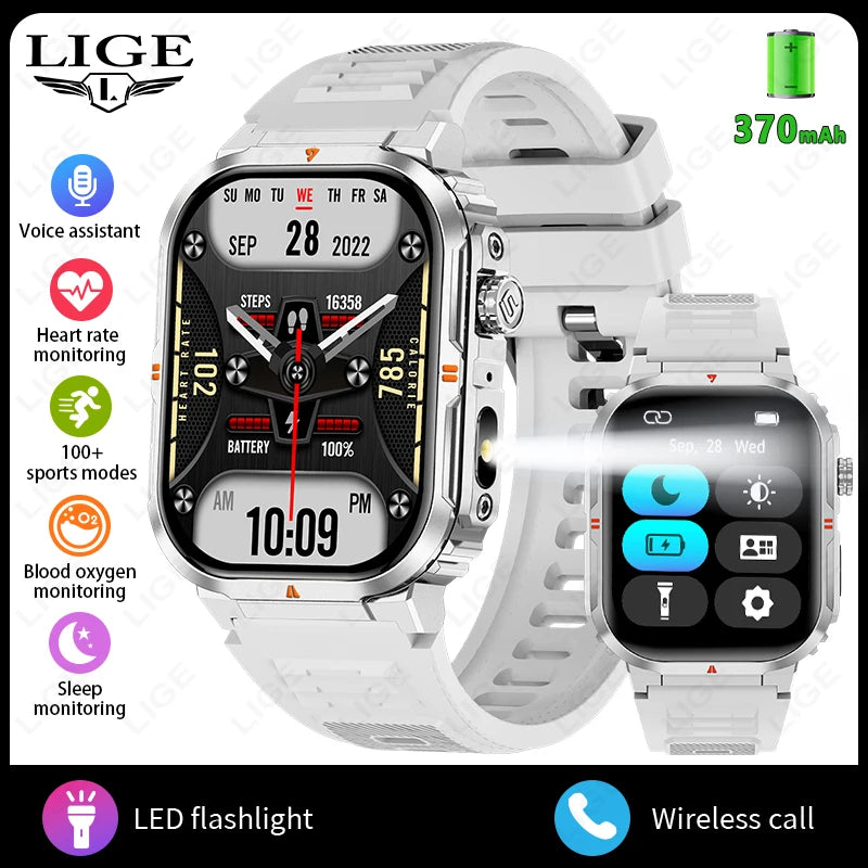 2025 New Professional Sports Smart Watch Men 2.01'' Large Screen Bluetooth Call Flashlight Waterproof Outdoor