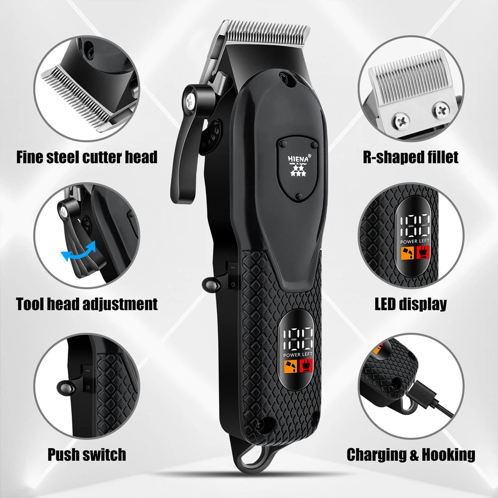 HIENA Professional Hair Clipper – Electric Trimmer & Shaver for Men