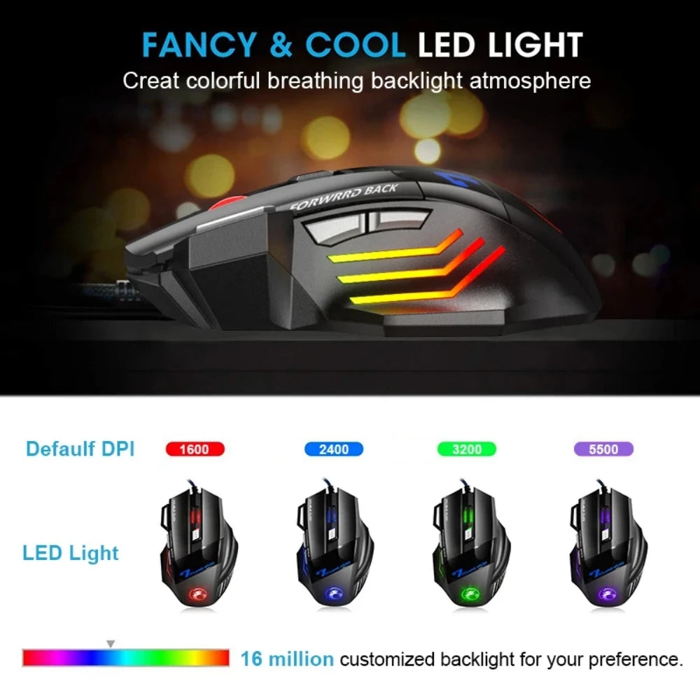 Wired Gaming Mouse Gaming Computer Mouse RGB Backlit Ergonomic Mouse Silent Rear Mouse LED 7 Button USB