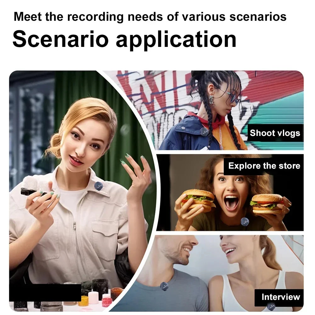 Wireless Magnetic Lapel Microphone – 164ft Range, 40H Battery with Charging Case for Video Recording