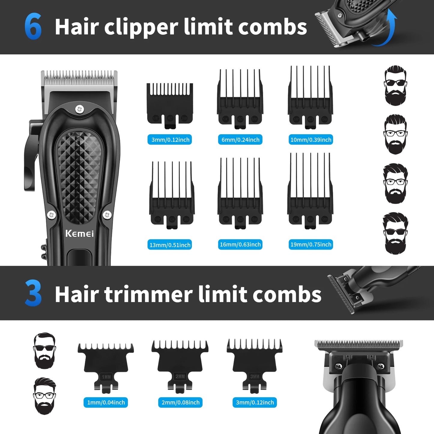 Kemei 1071/2299 2024 Professional Hair Clipper – Cordless Trimmer & Foil Shaver
