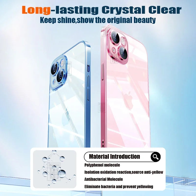 Official 17 Air Series Original Color Phone Case for iPhone 16 15 14 13 12 11 Pro Max Plus Transparent Simplicity TPU Soft