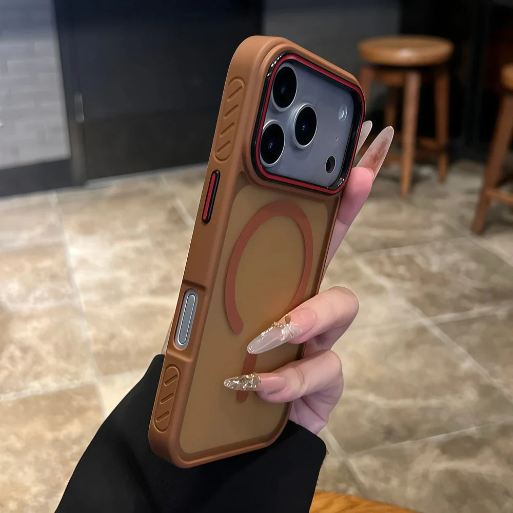 17 ProMax Original Anti-skid Bumper Magsafe Case for iPhone 16 15 14 13 Pro Max Plus 17Air PC TPU Armor Magnetic For 17Pro