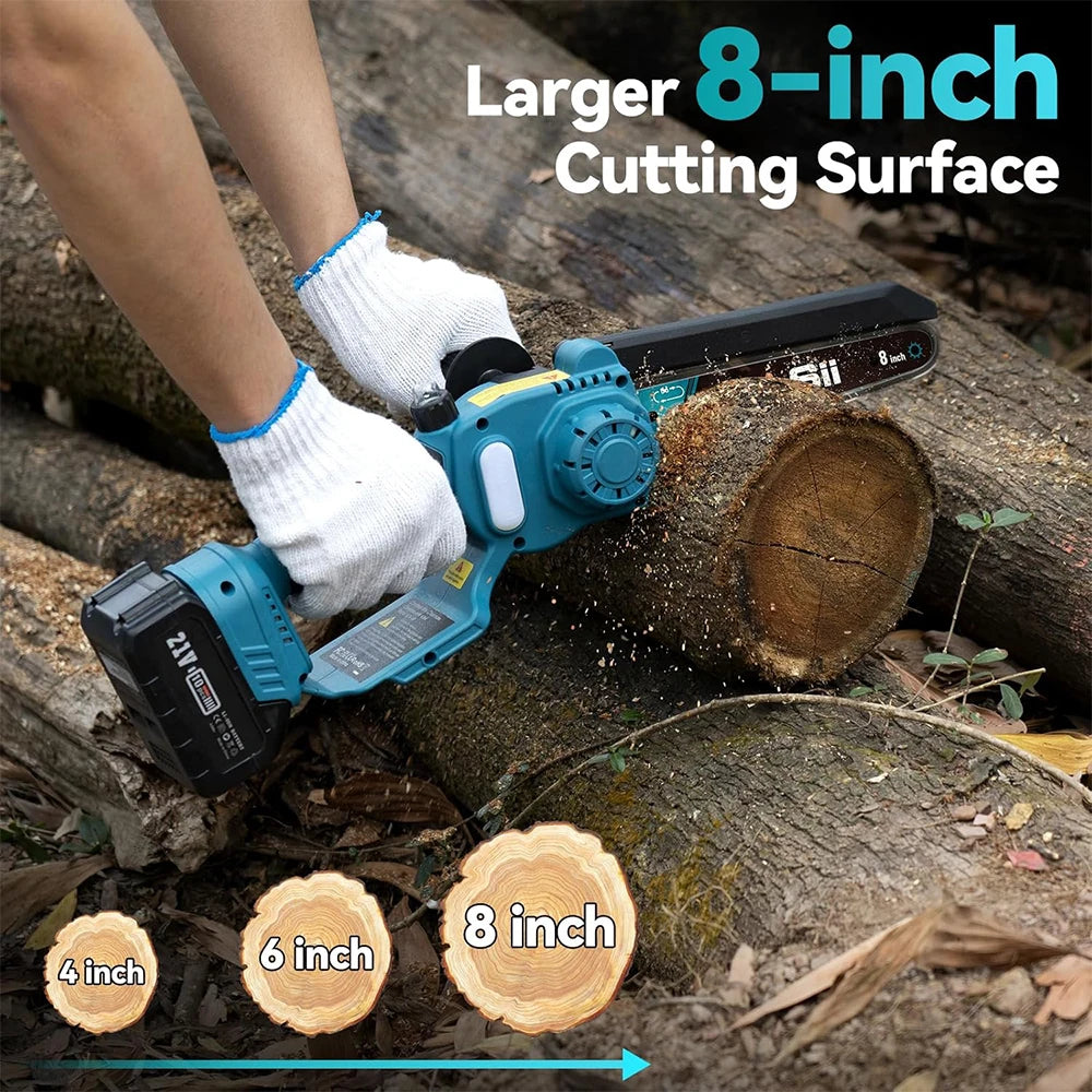 SEESII 2-in-1 Cordless 8" Electric Chainsaw & 3M Pole Pruner