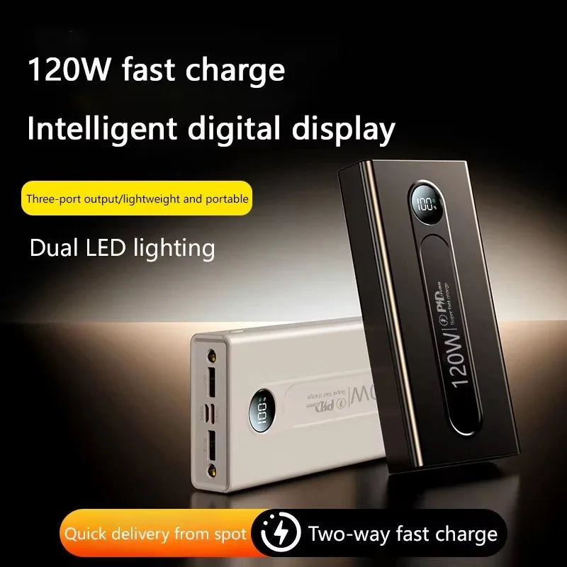 120W 80000mAh large capacity portable super fast power bank LED digital display  charging mobile for Iphone Xiaomi Samsung