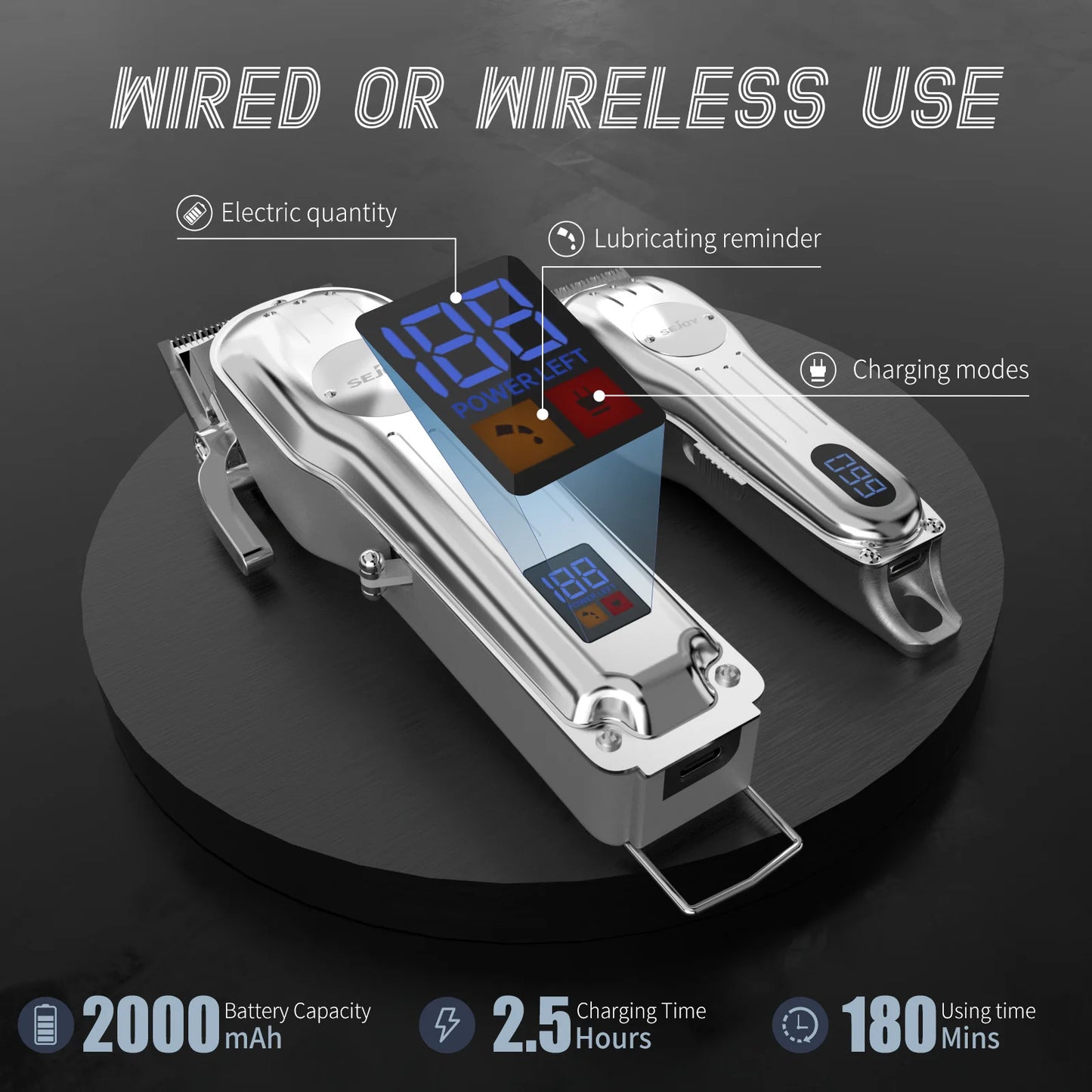 Sejoy Professional Hair Clipper Combo Kit – Rechargeable Cordless Hair Trimmer for Men