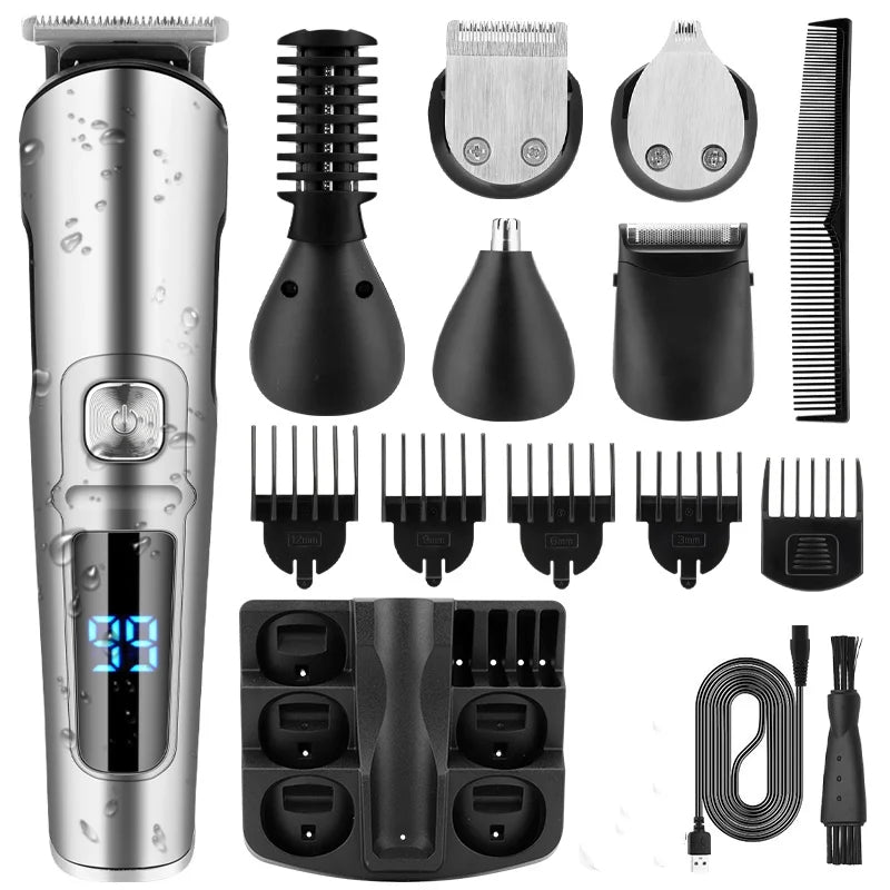IRUIBEAUTY Men’s Hair Trimmer Set – Waterproof, Face & Body Grooming Kit