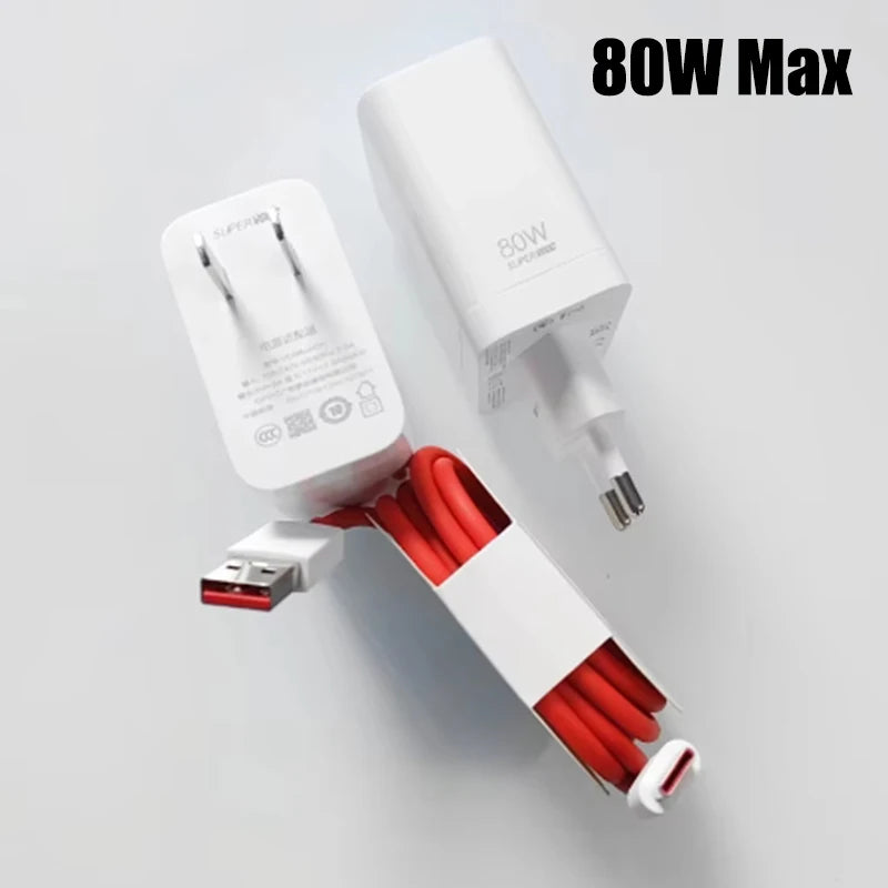 Oneplus Nord 5 80W SuperVOOC Fast Charger EU Adapter USB C Cable For ONEPLUS 1+ Nord 4 3 2T CE5 13R 13 9 Ace 3 5