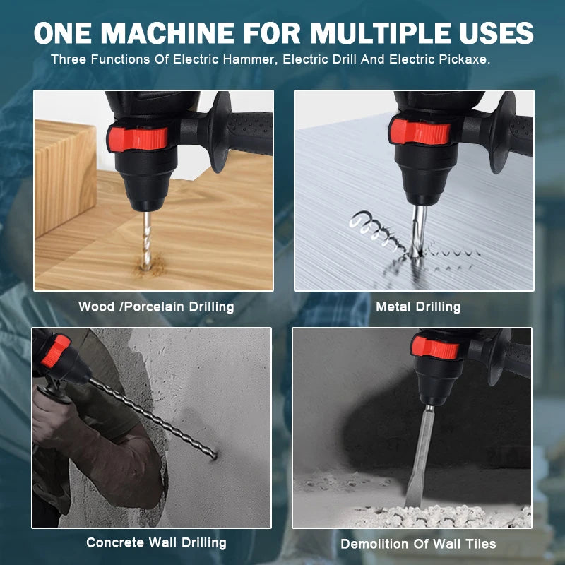 BOSCH GBH Industrial Rotary Hammer Drill with Accessories & 360° Handle