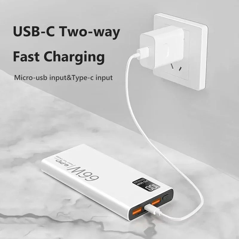 66W 20000mAh Fast Charger Power Bank Portable Charger USB Two-way Quick for iPhone Xiaomi Huawei Samsung slim