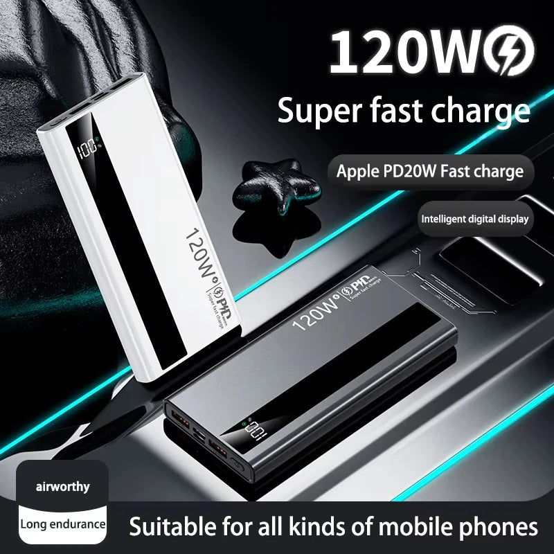 VIVO 120W 200000mAh Power Bank High Capacity Digital Display Fast Charging  Portable  For iPhone Xiaomi 2025