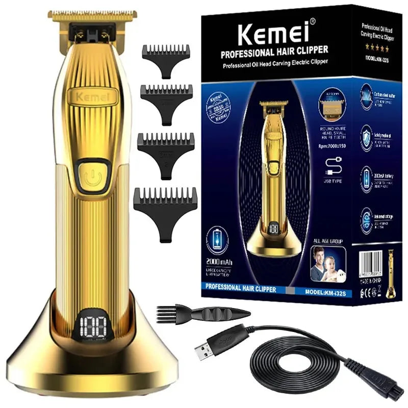 Kemei Professional Hair Trimmer – Electric Shaver & Rechargeable Hair Clipper