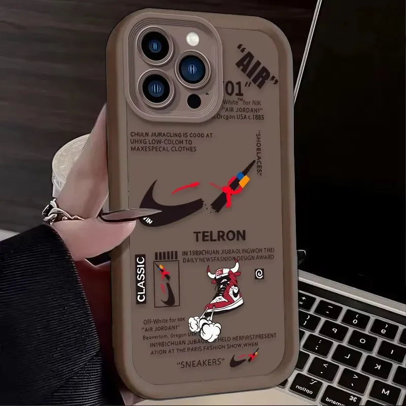 Sport Art Labels Phone Case for iPhone 16 16E 15 14 13 12 11 Pro Max X XS X S Max XR SE 2020 7 8 Shockproof Soft Silicone