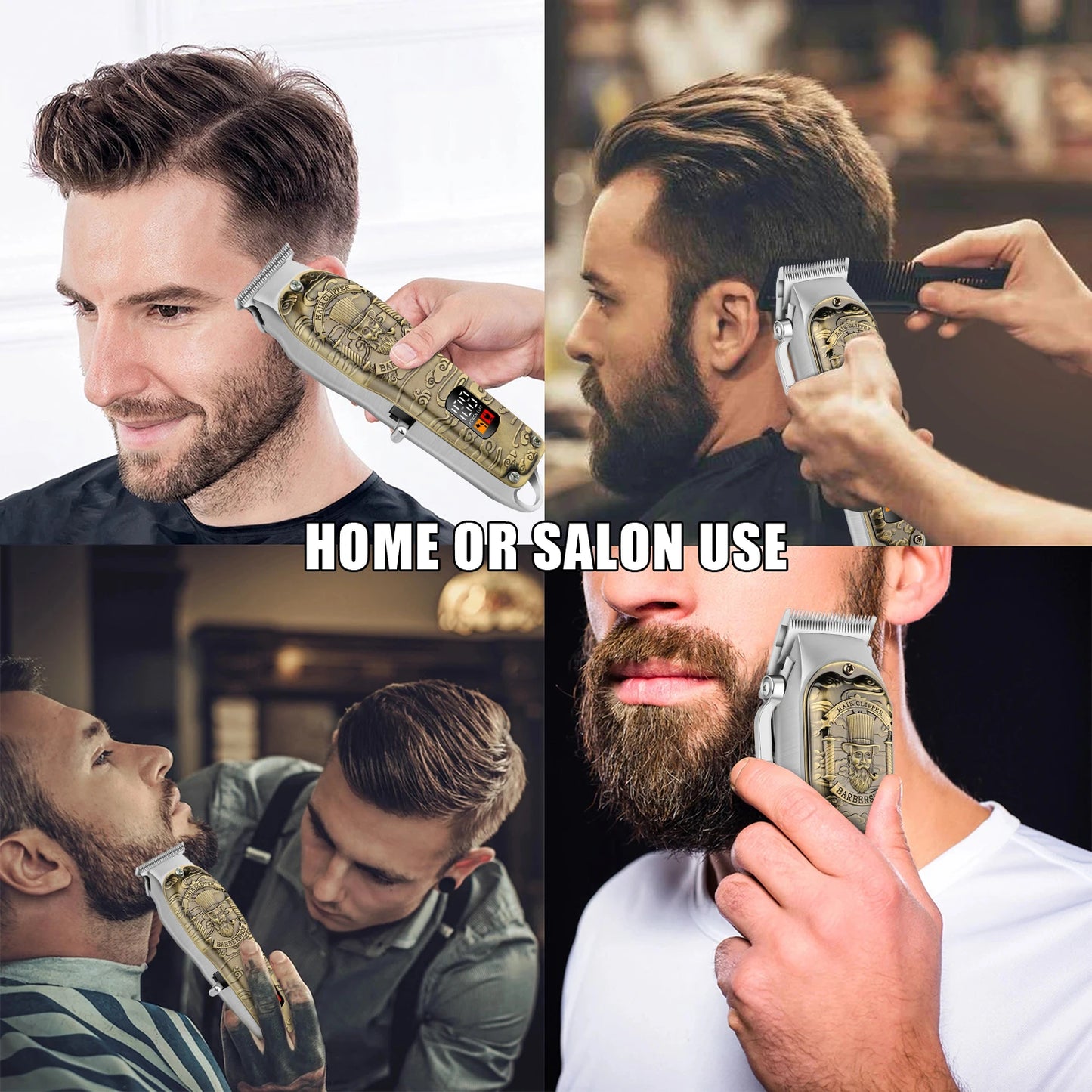 Professional T-Blade Hair Clipper Set – Cordless, LED Display, Barber Kit for Men