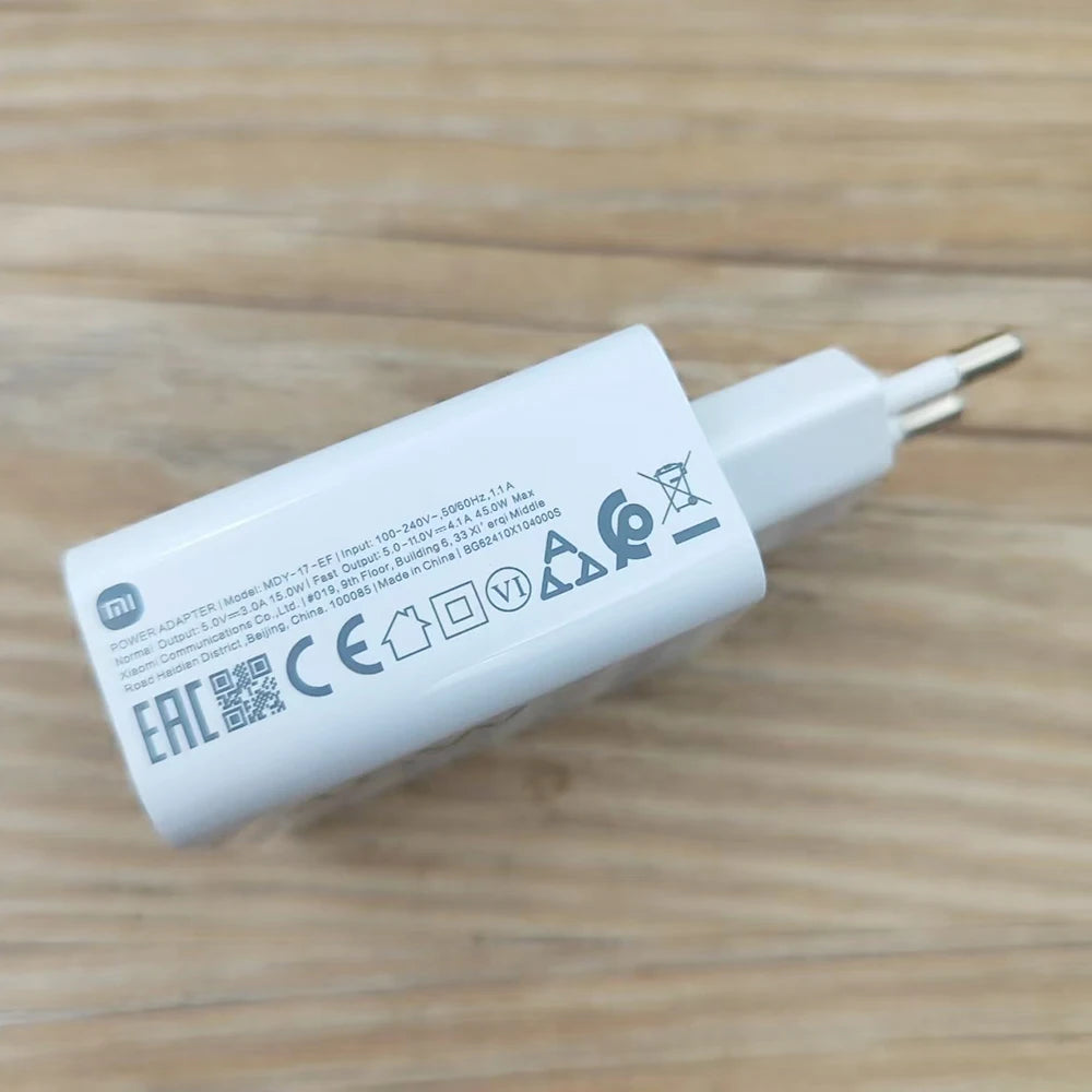 Xiaomi 45W EU Turbo Fast Charger – Type-C Adapter with 1.5M & 2M Cables for Redmi Note 14 Pro, Pad7, Poco M7 Pro