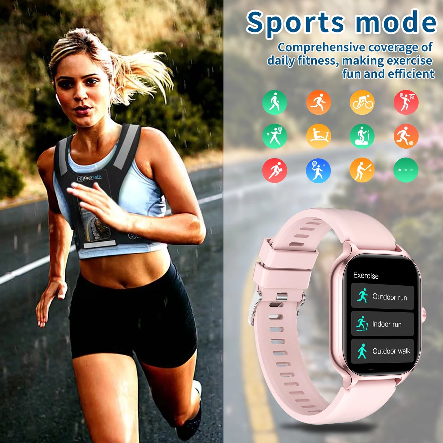 Smart watch, wireless calling/dial, multi-Sport mode, calling reminder and rejection,fitness monitoring, for iPhone/Andriod