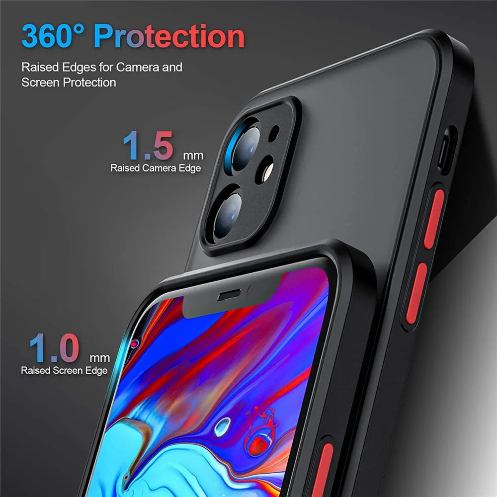 Shockproof Armor Phone Cases For iPhone 17 16 15 14 13 12 11 Pro Max 16e Plus 16e Air Case Luxury Silicone Bumper Matte