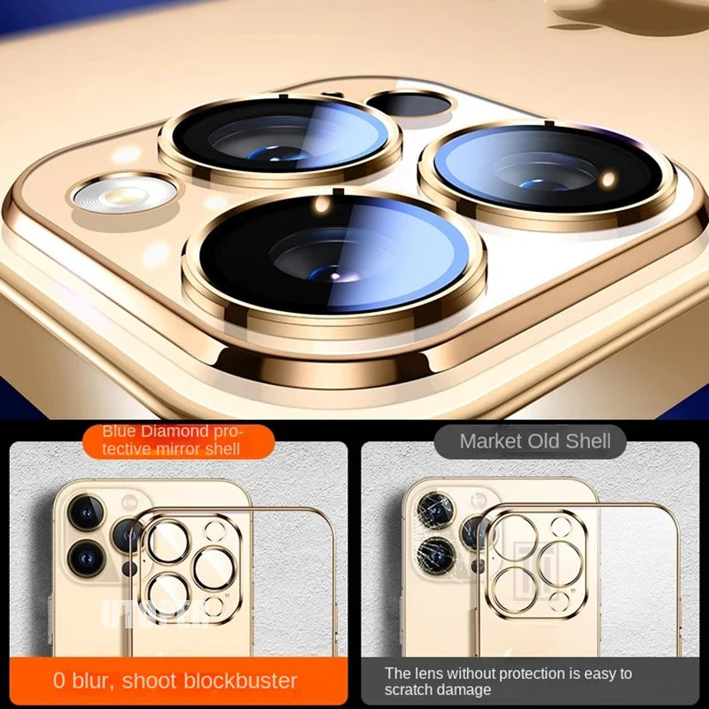Luxury High Quality Upgrade Plating TPU Soft Case for iPhone 17 Air 16 15 14 13 12 11 Pro Max Plus Clear Lens Film Protect Cover