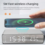 Wireless Charger Time Alarm Clock LED Digital Thermometer Chargers Fast Charging Dock Station for iPhone Samsung