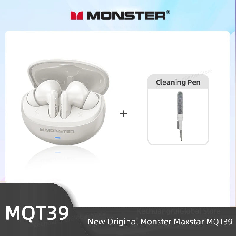 Monster MQT39 Wireless Bluetooth 6.0 Earphones TWS Hifi Stereo XNoise Reduction Gaming Sports With Mic