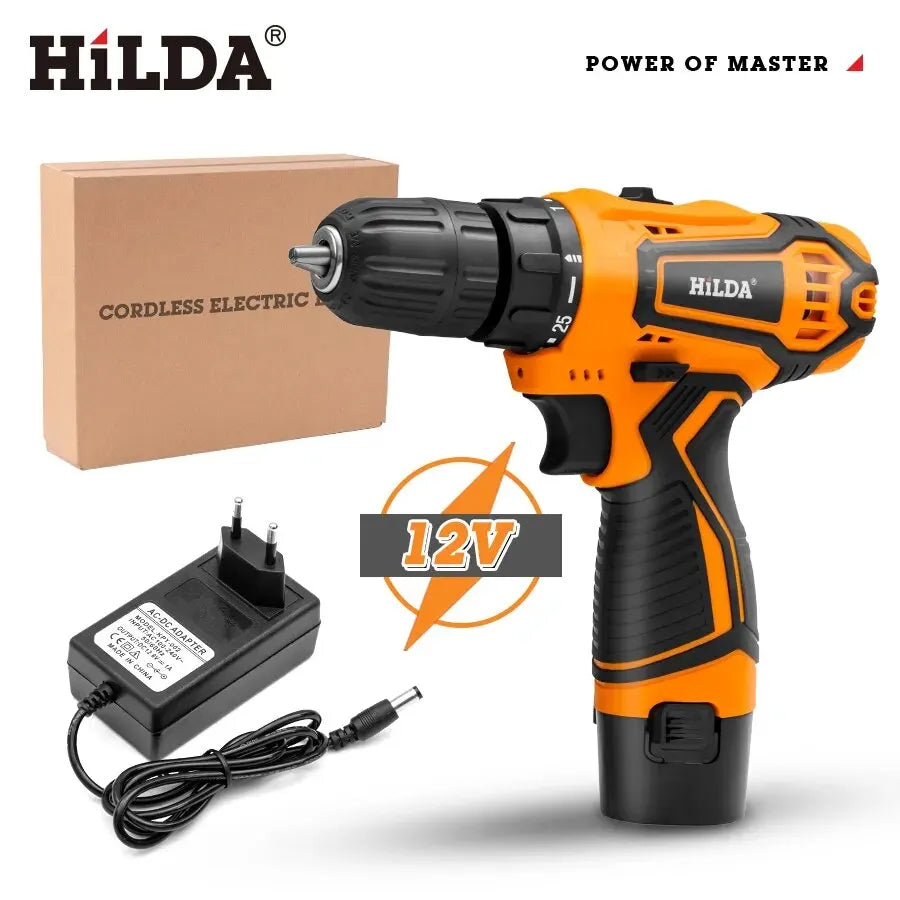HILDA 12V 16.8V 21V  Drill Electric Screwdriver Mini Wireless Power Driver DC Lithium-Ion Battery Power Tools