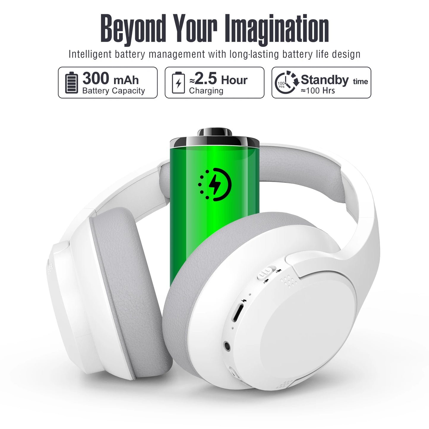Bluetooth Wireless Over-Ear Headphones with 48H Playtime and with Microphone, HiFi Stereo Foldable Lightweight for de