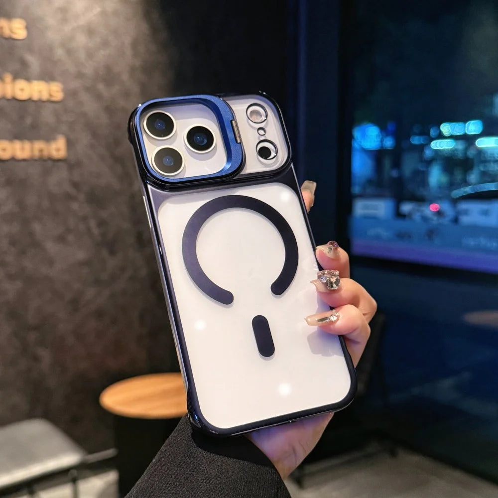 Fashion Frameless Magnetic Phone Case For iPhone 17 16 15 14 Pro Max 13 Creative Lens Bracket Ultra Thin for 17 Air 17Pro