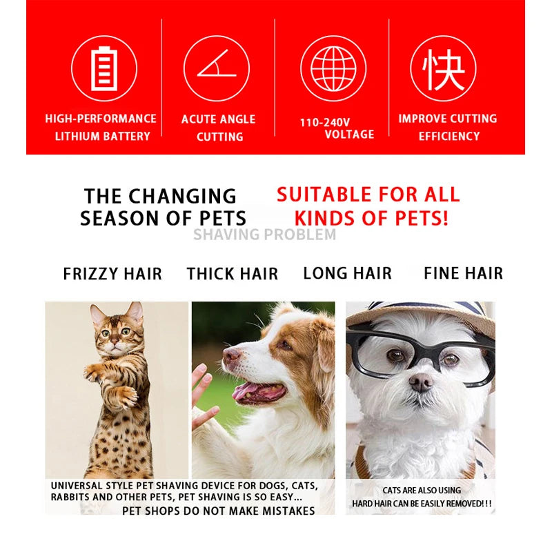 Electric Pet Clipper Grooming Kit – Rechargeable Dog & Cat Hair Trimmer Set