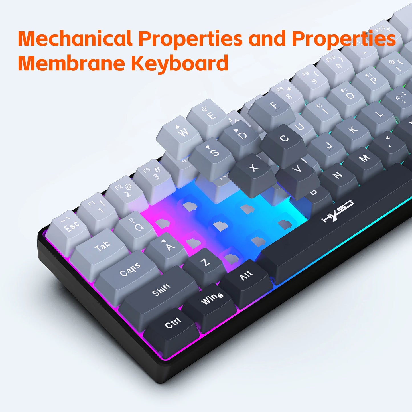 HXSJ-V200 Wireless Gaming Keyboard – 68-Key, 3-Mode (Wired/2.4G/BT), RGB Backlit, 60% Layout