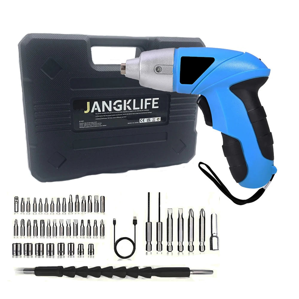JANGKLIFE 3.6V Cordless Electric Screwdriver – Rechargeable 1300mAh Mini Drill Power Tool for Home DIY