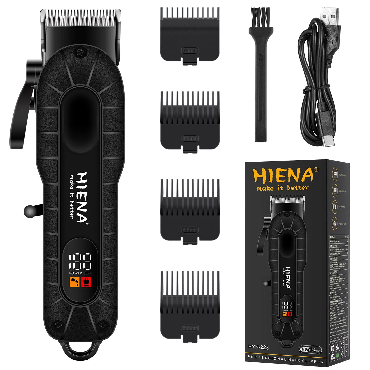 HIENA Professional Hair Clipper – Electric Trimmer & Shaver for Men