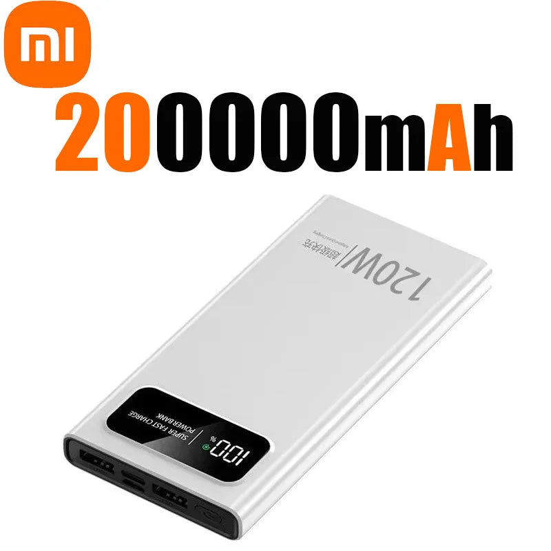 Xiaomi 200000mAh Power Bank 120W Super Fast Charging Battery High Capacity Digital Display For iPhone Samsung Huawei
