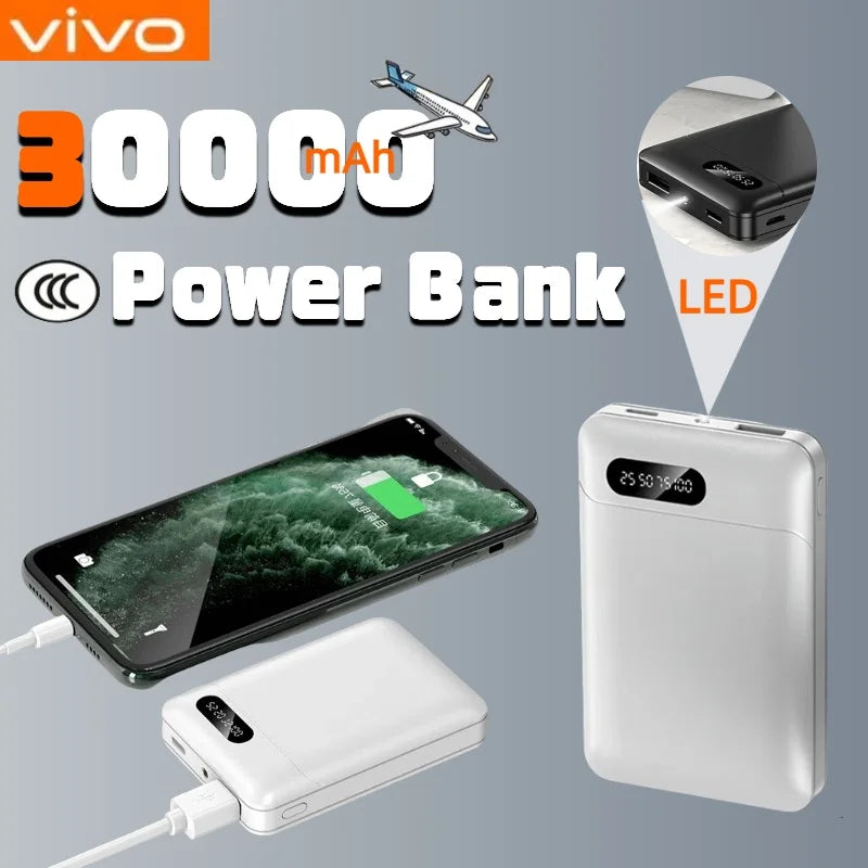 VIVO 30000mAh Power Bank 5V/2.1A Large Capacity Portable External Battery LED Digital Display Outdoor Power For IPhone Android