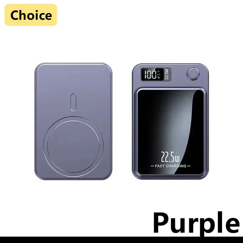 2025 New PD22.5W Super Fast Charging 10000 MAh Mini Ultra-thin Magnetic Wireless Power Bank Digital Display Mobile Power Supply