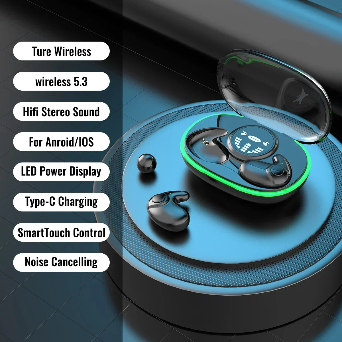 Invisible Sleep Wireless Earphone TWS Bluetooth 5.3 Hidden IPX5 Waterproof Noise Reduction Sports