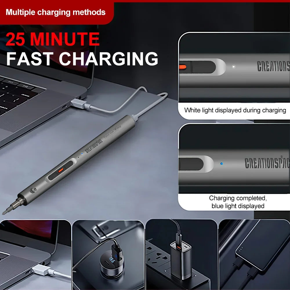 CreationSpace 23-in-1 Mini Cordless Electric Screwdriver – Precision Magnetic Repair Kit for iPhone & PC