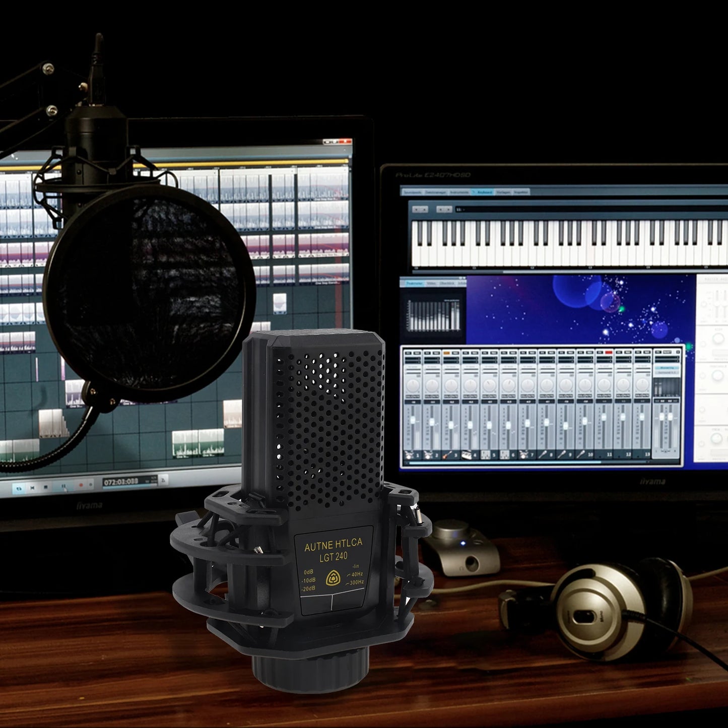 LGT240 Professional Condenser Microphone – Large Diaphragm Mic for PC & Mobile, Live Streaming & K-Song