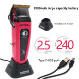 Professional Hair Clipper 106 – Brushless Motor, DLC Blade, LED Display, Base Charger