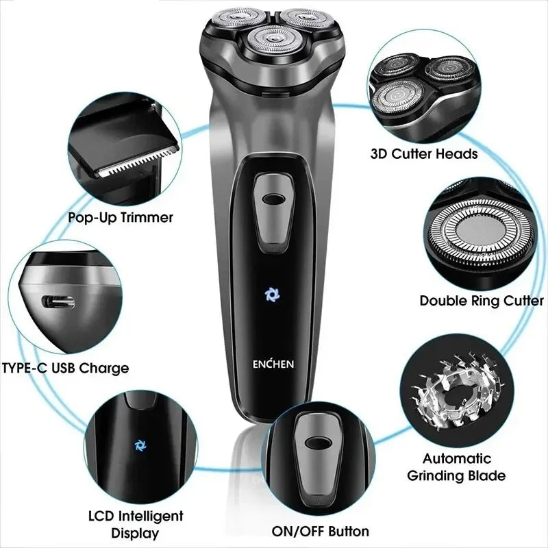 ENCHEN BlackStone Electric Shaver – Type-C Rechargeable Beard Razor with Intelligent Control