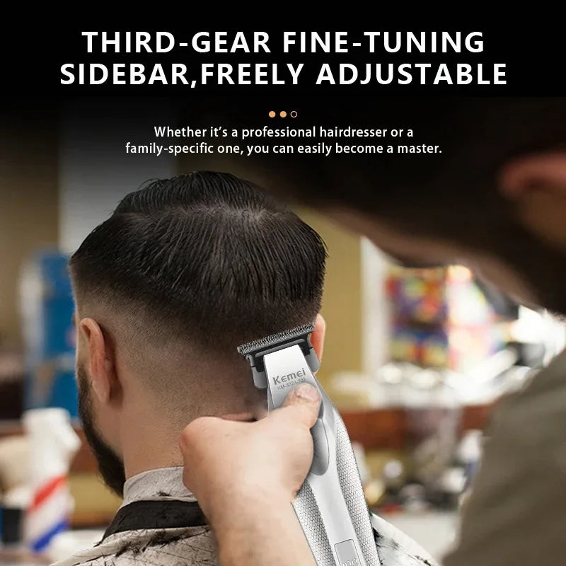 Kemei Zero Gapped Professional Hair Trimmer – 9000RPM, DLC Blade, Cordless