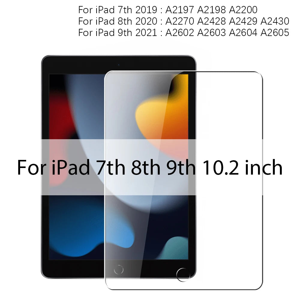 For Ipad A16 10 9 9th 10th Generation Pro 13 M4 12.9 Tempered Glass Screen Protector For Ipad Air 11 M2 M3 5 4 3 2 Mini 6 7 Film