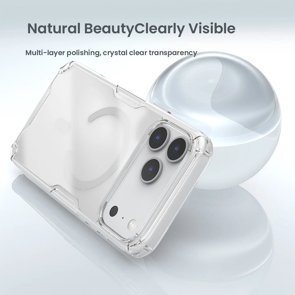 Nillkin For iPhone 17 Pro Max 17 Air iPhone 16 Pro Max 16 Plus 17Pro Nature Pro Magnetic Transparent TPU Frame Cover Phone