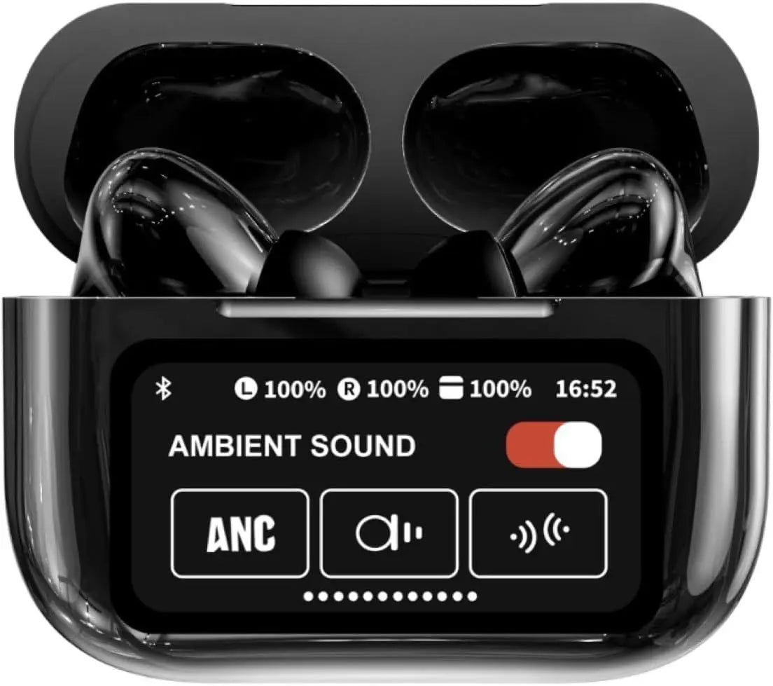 A9Pro Black in Ear Multi Function Touch Screen Wireless Bluetooth Earphones Compatible with Dual System 5.4 Bluetooth Waterproof