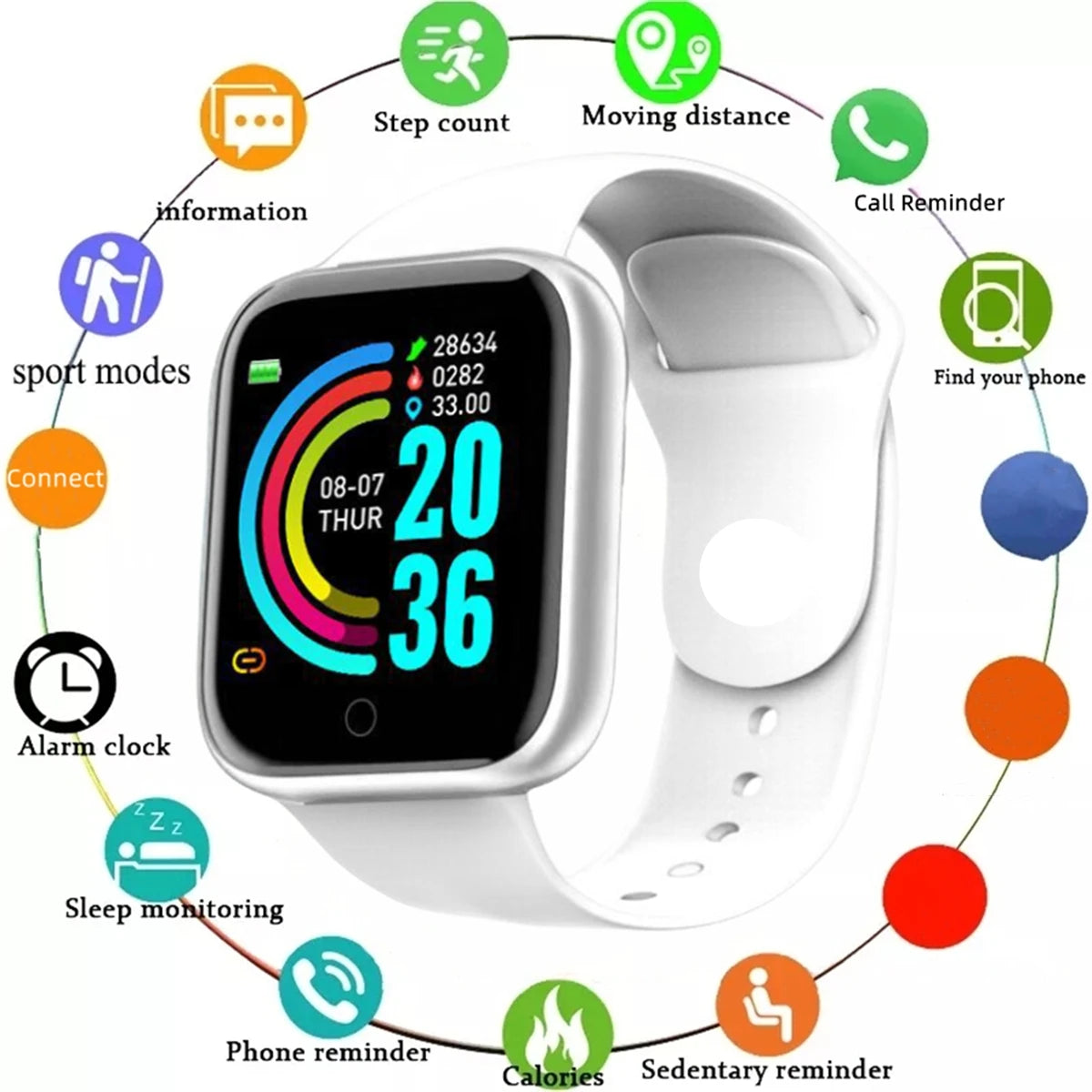 Smart Watches Sport Men Fitness Woman SMS Social APP Message Reminder Music Playback Alarm Clock Bracelet D13