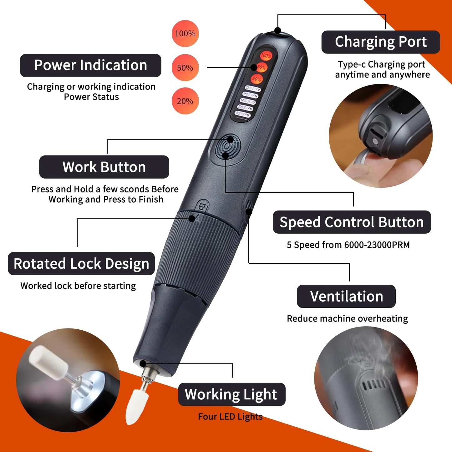 CreationSpace 8.0V Cordless Rotary Tool – 5-Speed 65-Piece Kit for Carving, Engraving & Sanding