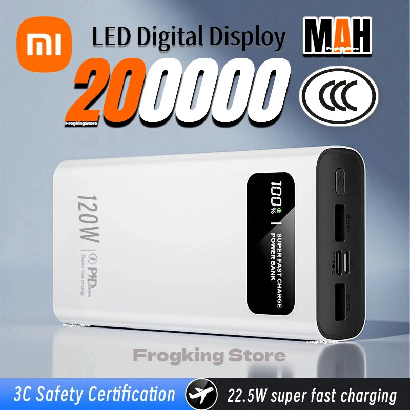 Xiaomi MIJIA 120W Power Bank 200000mAh Ultra Large Capacity Super External Battery LED Display NEW
