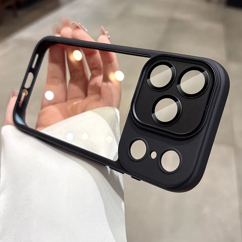 Luxury Hard Acrylic Transparent Case for iPhone 17 Air 13 14 15 16 17 Pro Max Plus 12 11 Lens Film Protection Shockproof